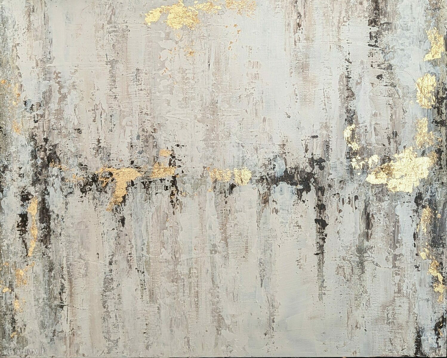 Delikatna abstrakcja - ręcznie malowany obraz 100x100 cm (wabi-sabi)