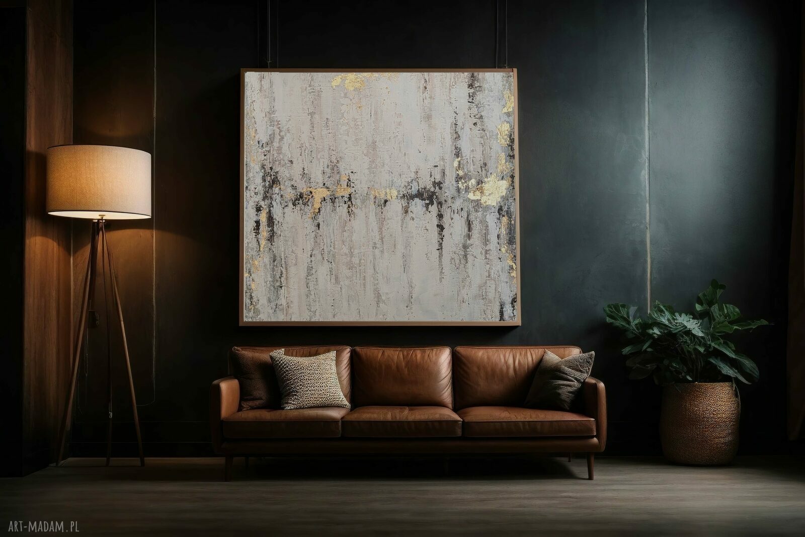 Delikatna abstrakcja - ręcznie malowany obraz 100x100 cm (wabi-sabi)