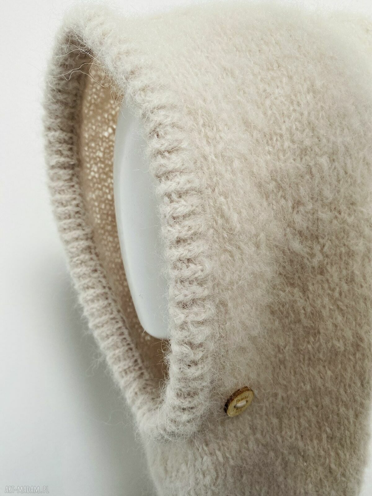 Delikatna balaclava z alpaki i merino - kominiarka w formie kaptura oversize