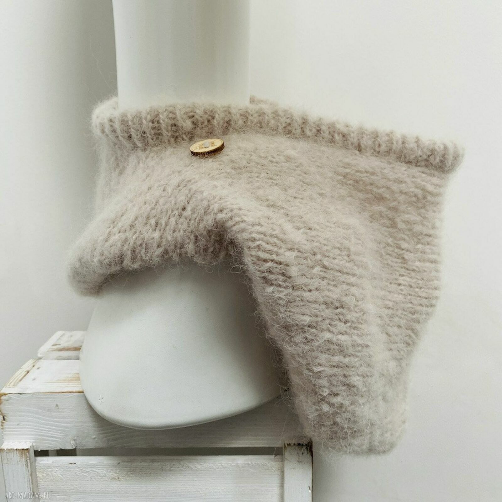 Delikatna balaclava z alpaki i merino - kominiarka w formie kaptura oversize