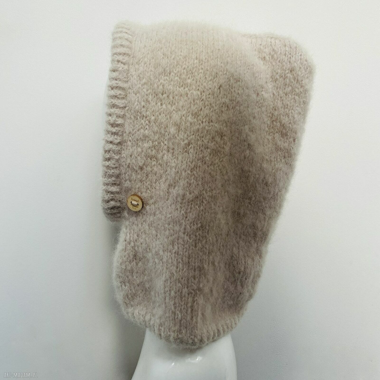 Delikatna balaclava z alpaki i merino - kominiarka w formie kaptura oversize