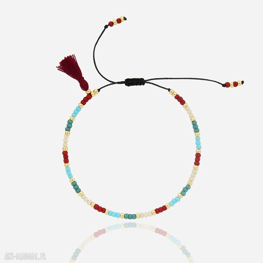 Delikatna bransoletka koralikowa Minimal Maroon Sea z koralikami TOHO