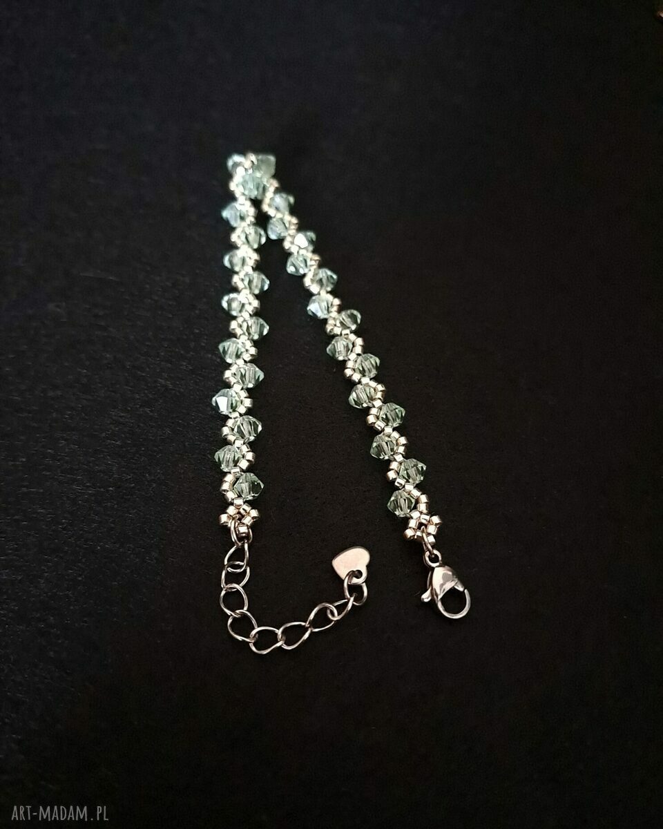 Delikatna bransoletka "Silver Chrysolite" z kryształków Preciosa i koralików Miyuki Delica