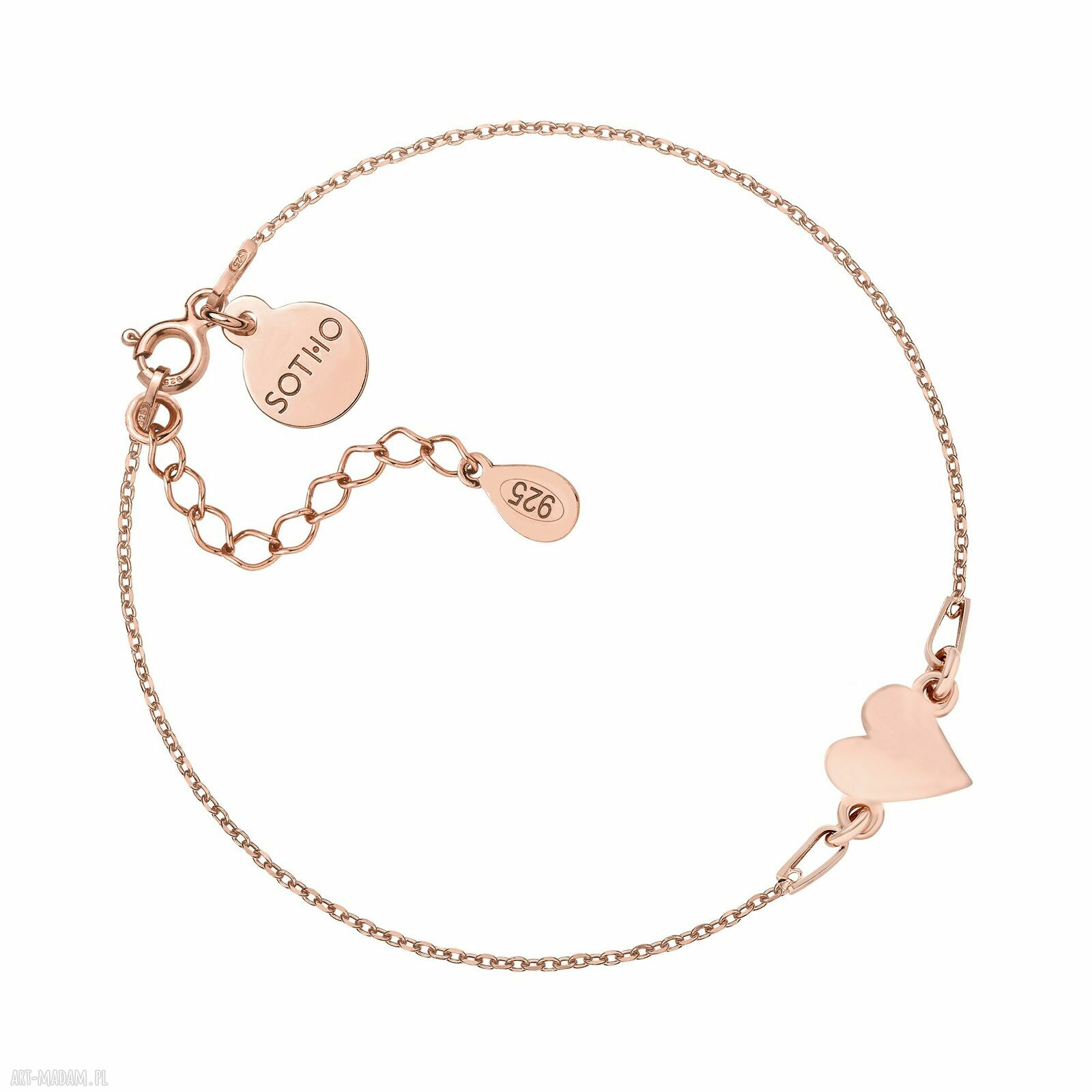 Bransoletka małym serduszkiem różowego złota pozłacana serce