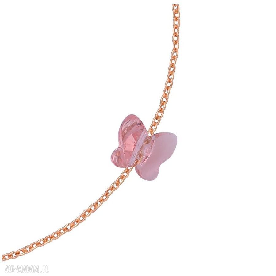 bransoletki: Bransoletka z różowego złota zdobiona różowym motylkiem SWAROVSKI® CRYSTAL