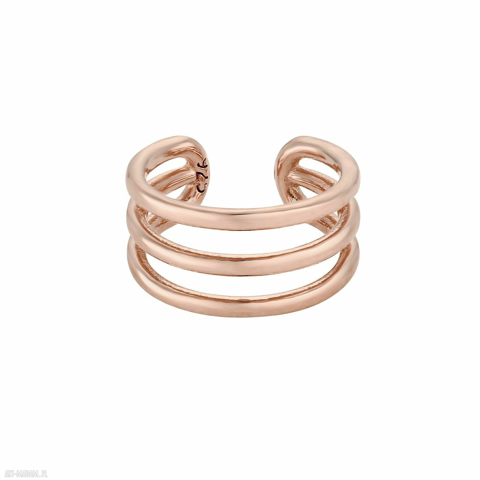 Potrójna nausznica różowego złota kolczyki pozłacane delikatna