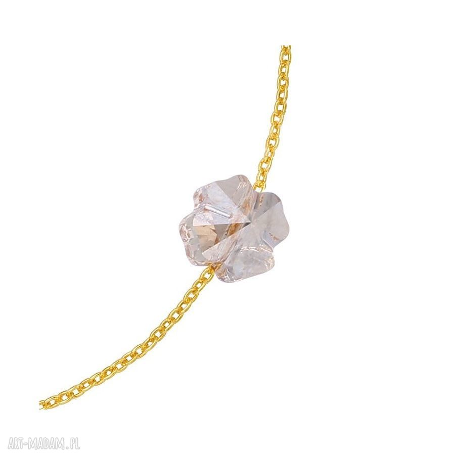 bransoletki: Złota bransoletka zdobiona koniczynką SWAROVSKI® CRYSTAL handmade