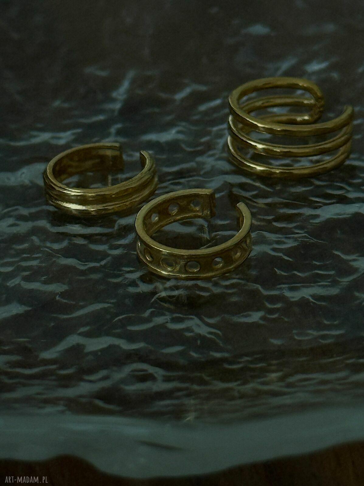 kolczyki: Złota potrójna nausznica Hand Made