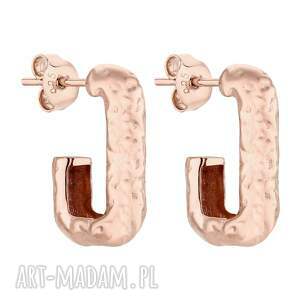 kolczyki gniecione prostokąty z różowego złota