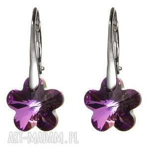 kolczyki kwiatuszki srebro 925 flower vitrail light crystal