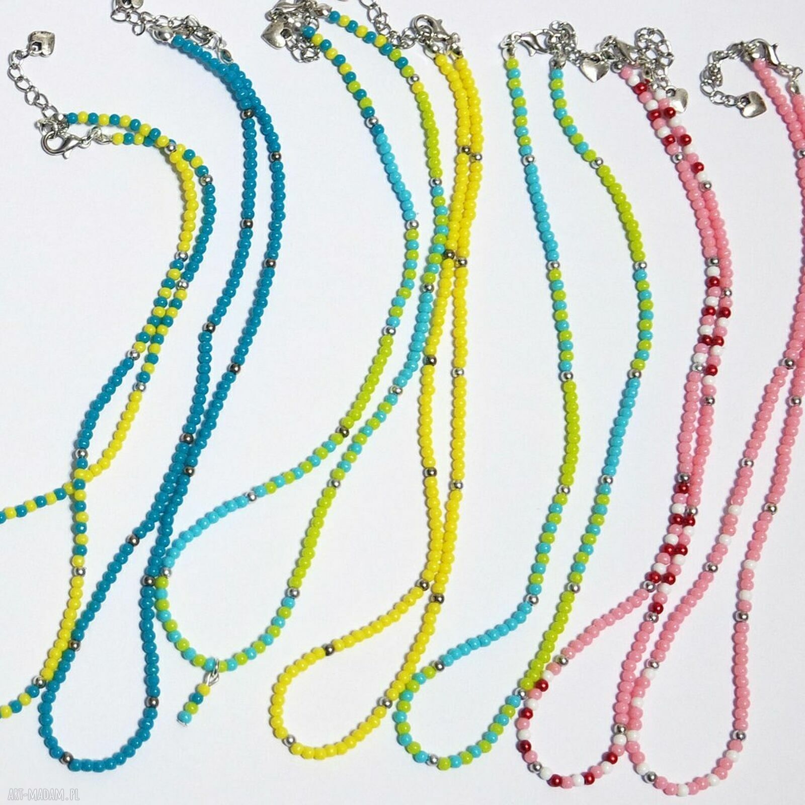 Delikatny żółty naszyjnik z koralików handmade