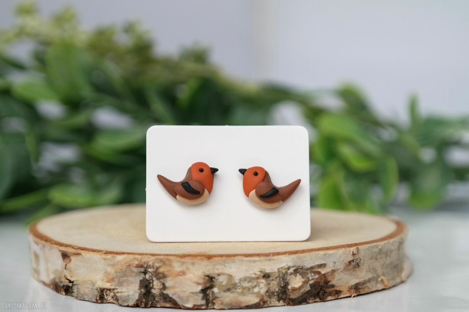 Delikatne kolczyki rudziki w wersji mini - ręcznie robione i bardzo lekkie sztyfty