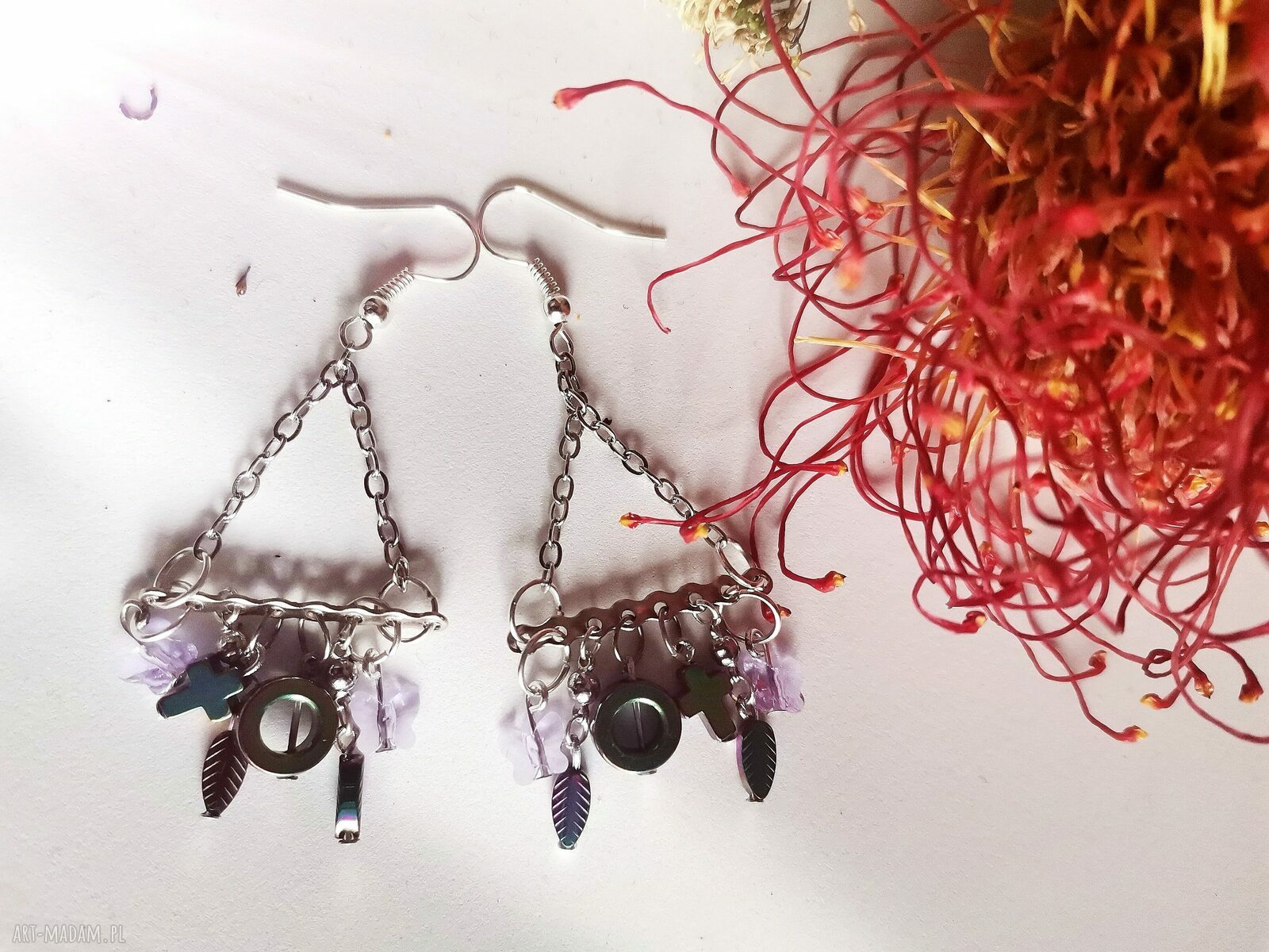 Delikatne kolczyki boho folk Frida - lekkie frędzle Ruda Klara