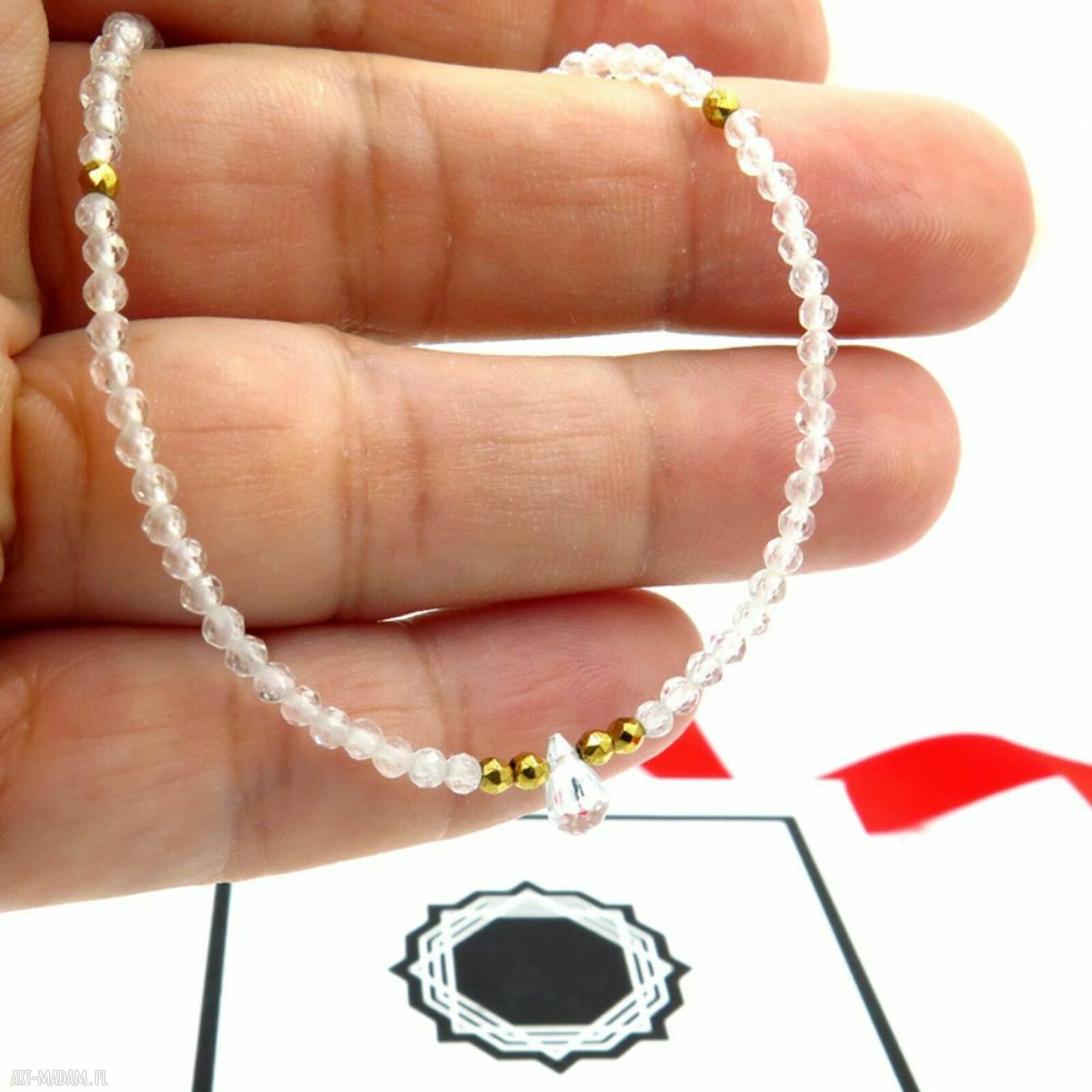 Delikatny krótki naszyjnik choker CRYSTAL DEW z topazów i hematytów