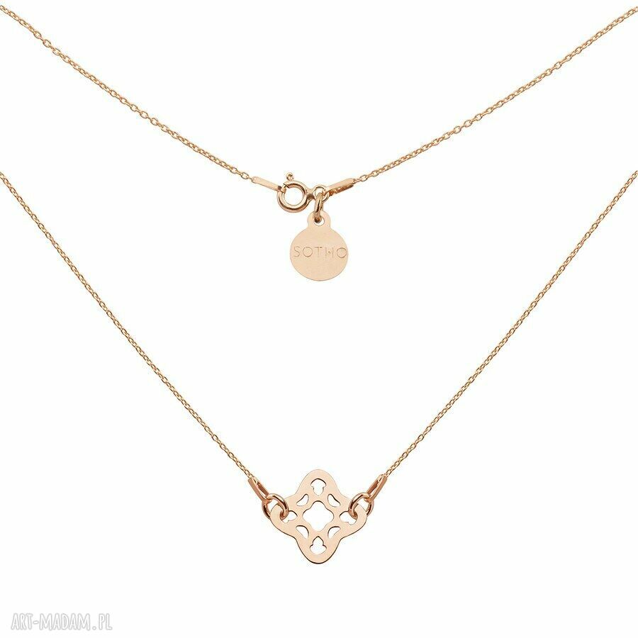 Naszyjnik rozetkĄ rÓŻowego zŁota zawieszka różowe