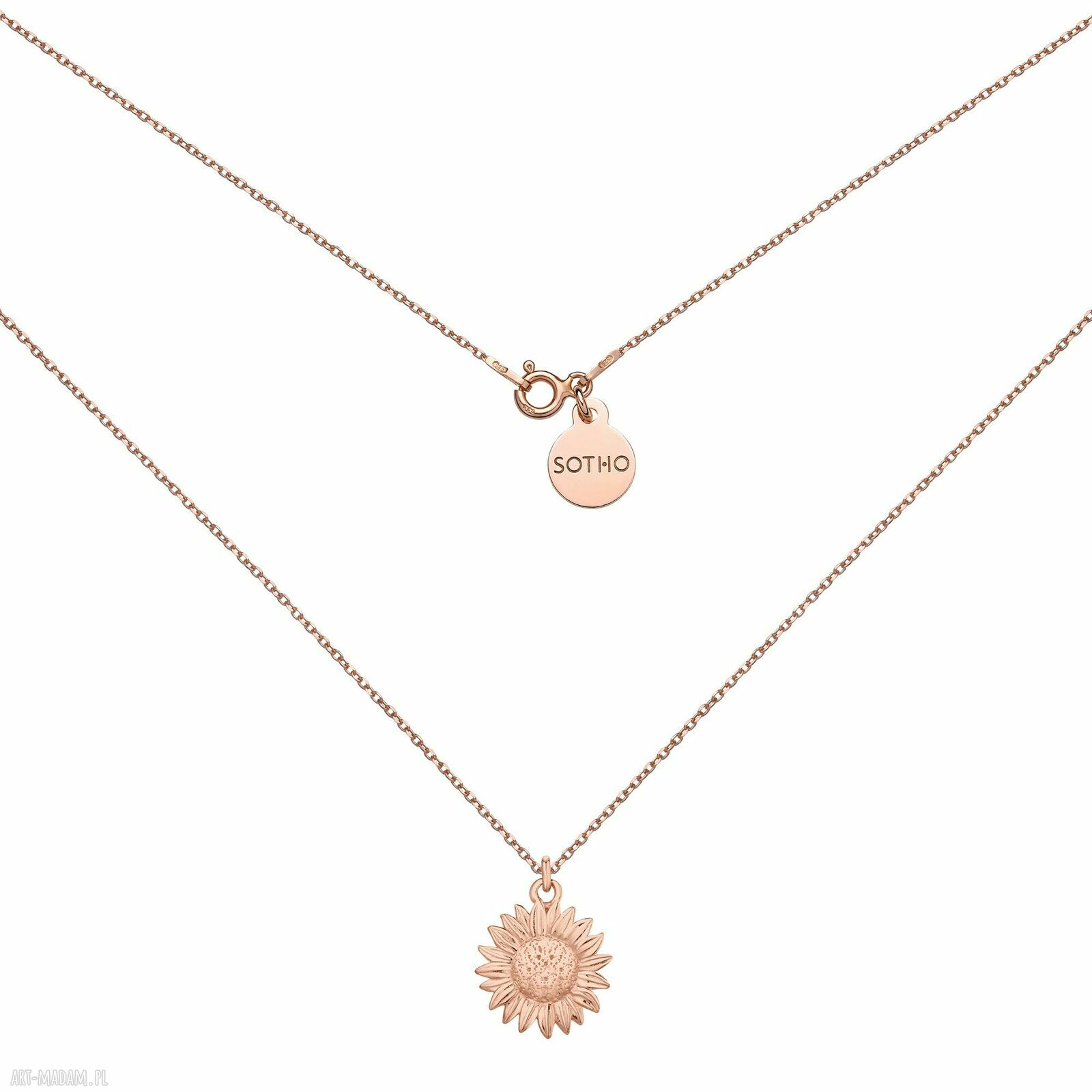 Naszyjnik słonecznikiem różowego złota pozłacany kwiat słonecznik