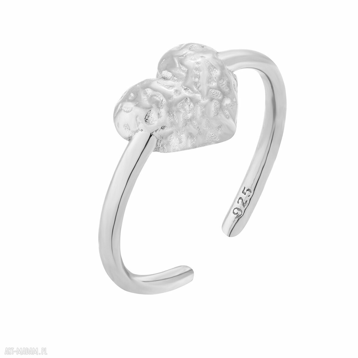 Srebrny pierścionek gniecionym sercem srebro serce