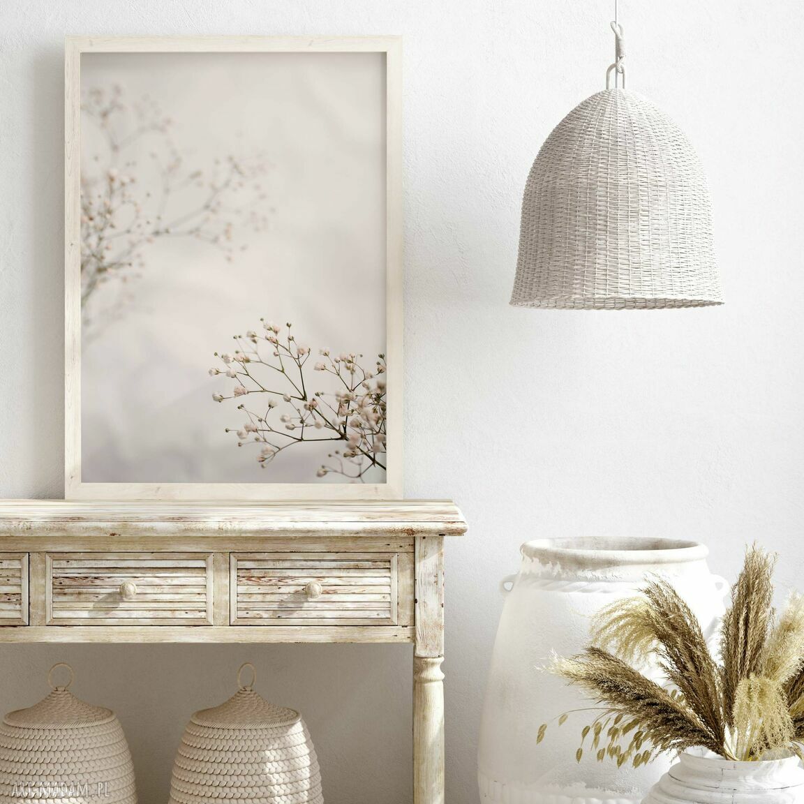 Delikatny tryptyk z kwiatami 30x40 cm w stylu boho - zestaw 3 plakatów