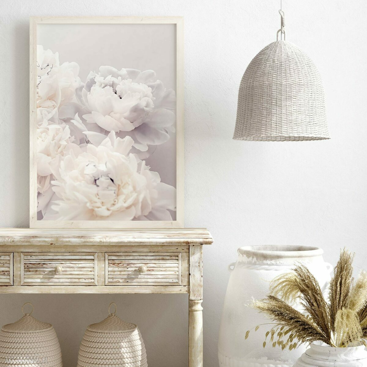 Delikatny tryptyk z kwiatami boho natura 40x50 cm - zestaw 3 plakatów