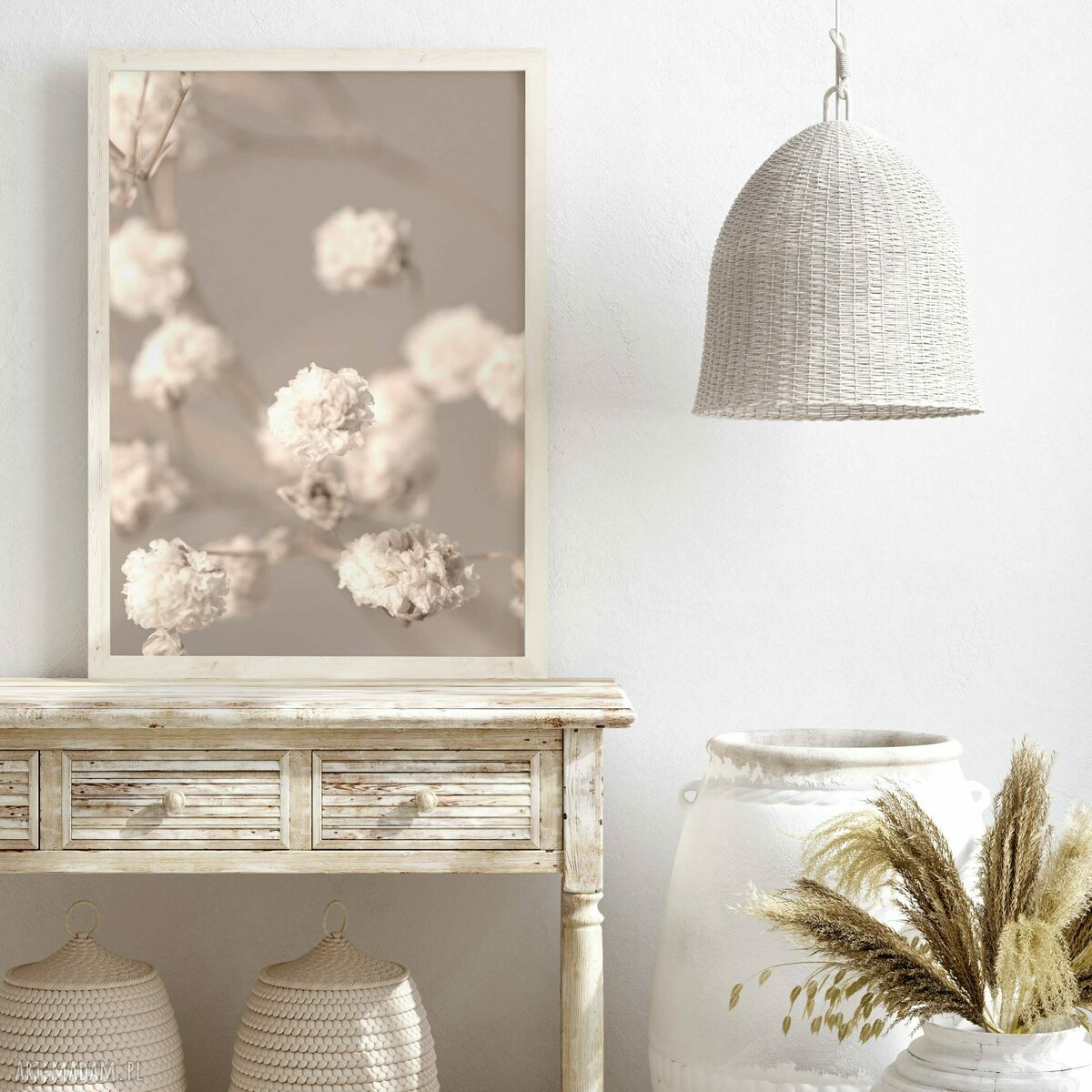 Delikatny tryptyk z kwiatami 30x40 cm w stylu boho - zestaw 3 plakatów