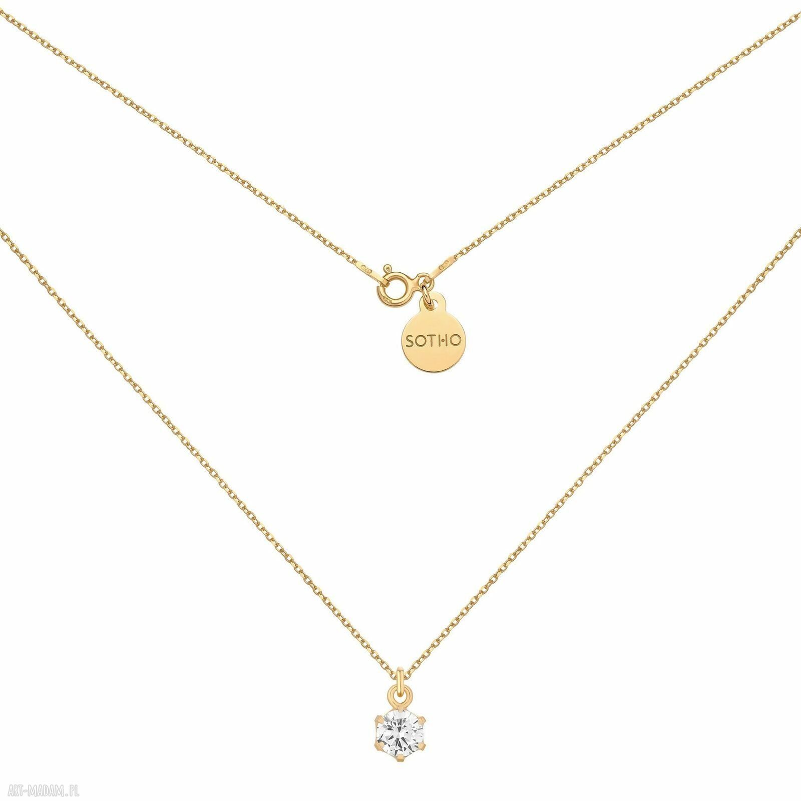 Złoty naszyjnik bezbarwną cyrkonią pozłacany elegancki