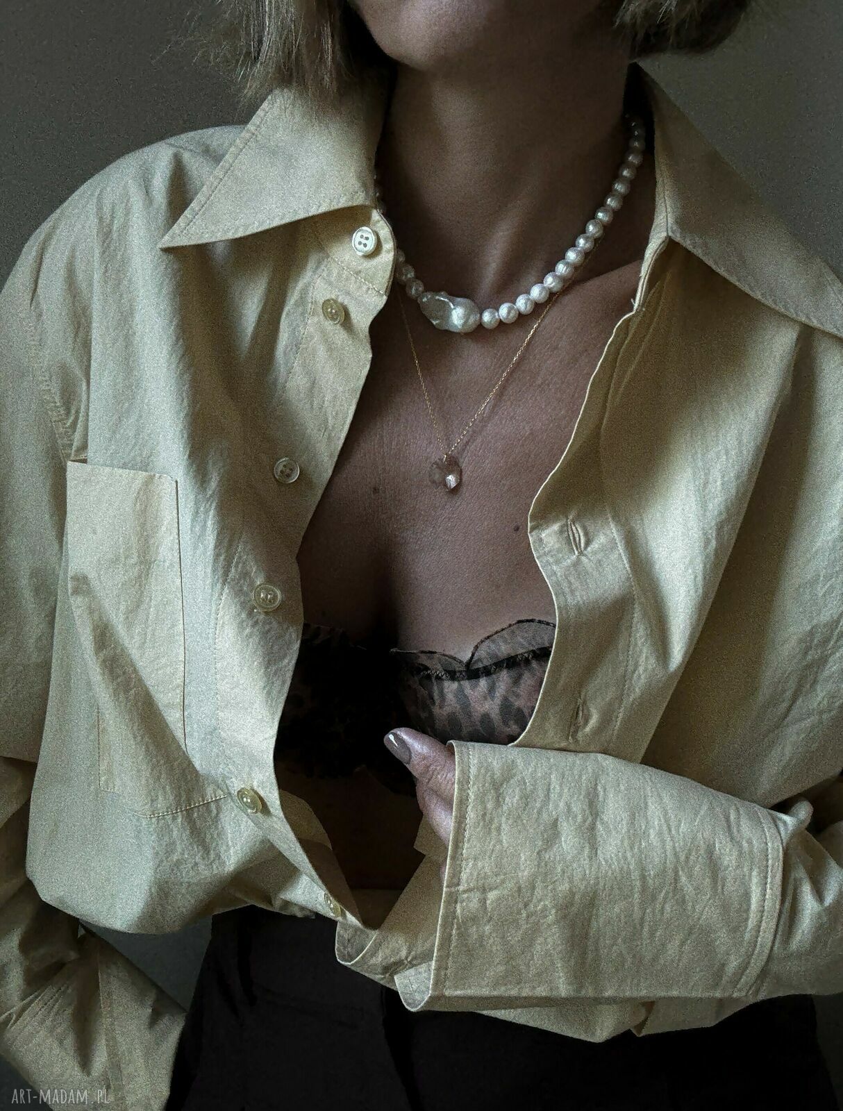 naszyjniki: Złoty naszyjnik z bezbarwnym kryształem SWAROVSKI® CRYSTAL ręcznie robione