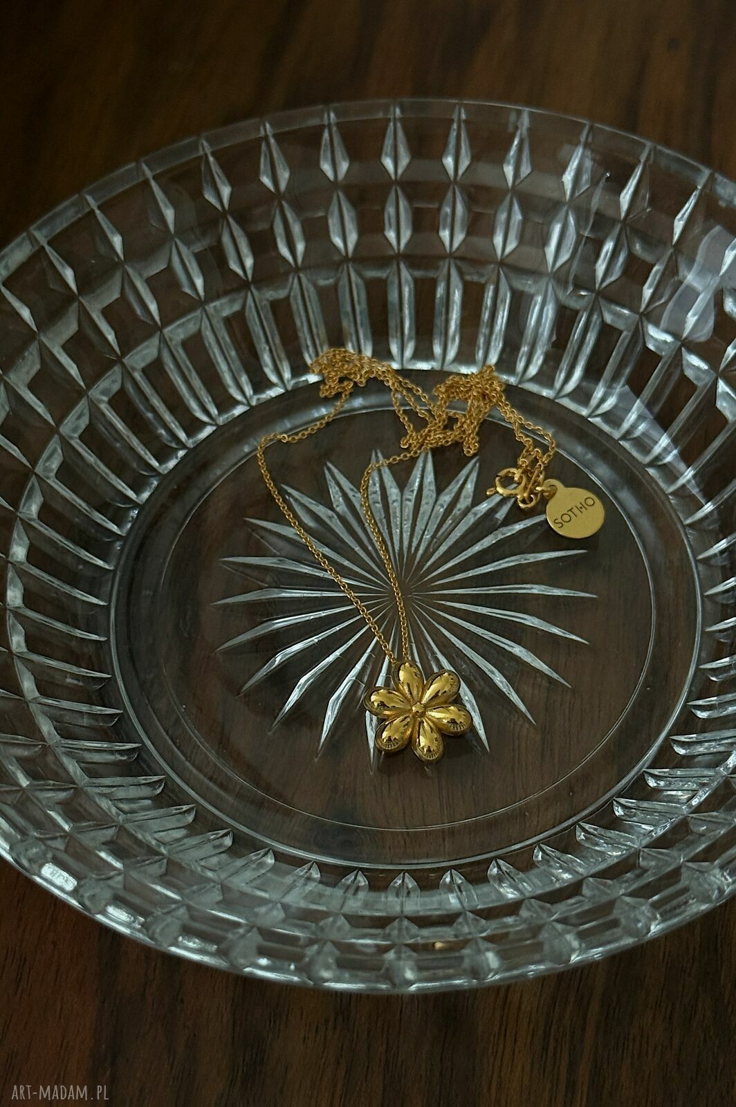 naszyjniki: Złoty naszyjnik z kwiatem autorskie