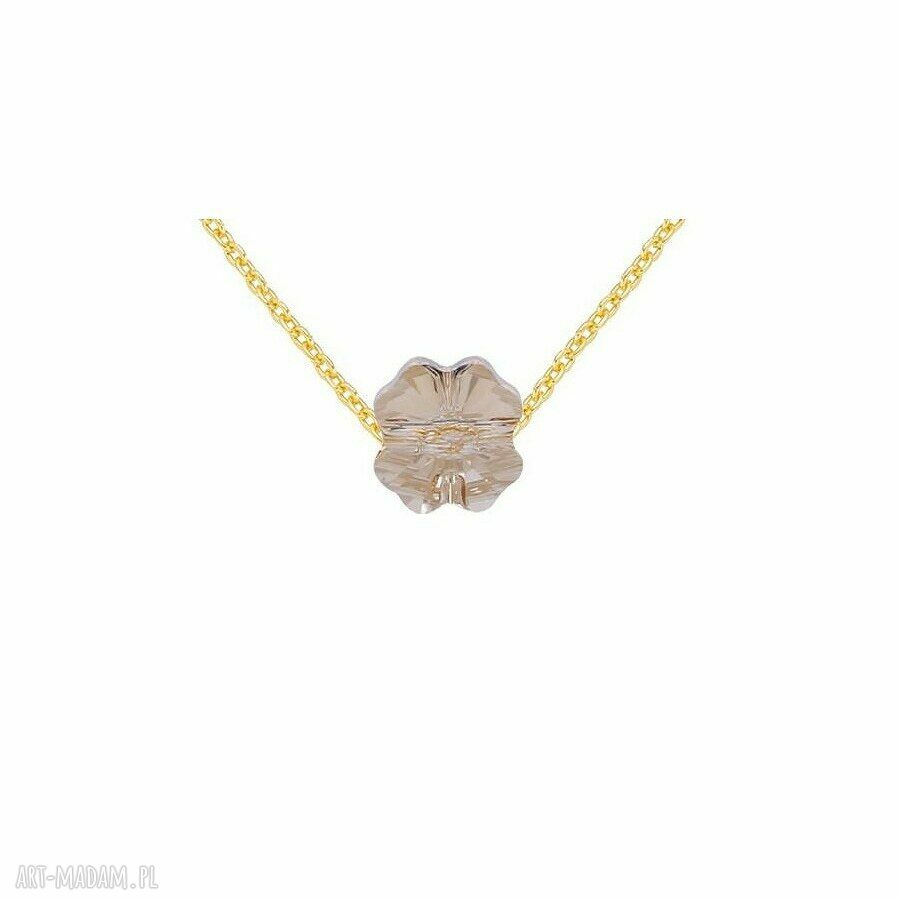 Złoty naszyjnik zdobiony złotą koniczynką SWAROVSKI® CRYSTAL handmade