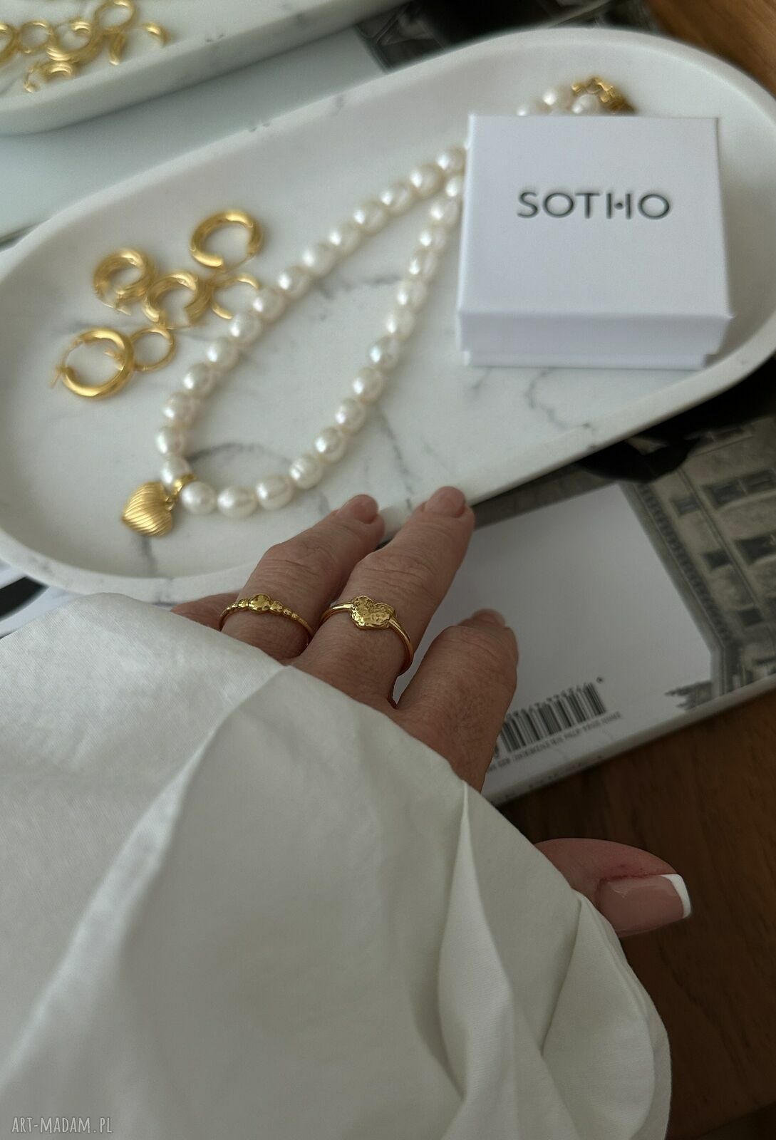 pierścionki: Złoty pierścionek z gniecionym sercem handmade