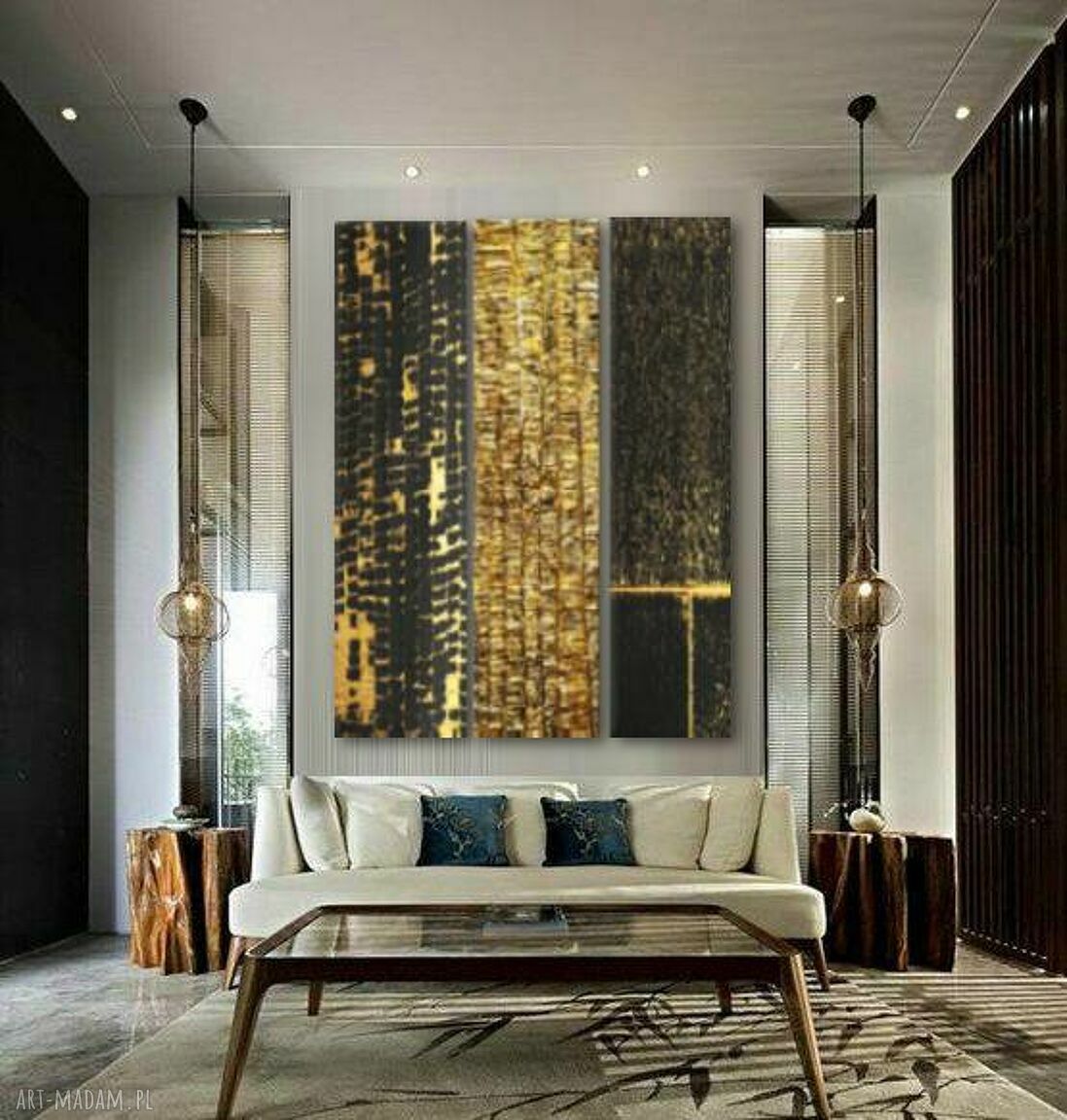 DELUXE TRYPTYCH - wielkoformatowy obraz na płótnie abstrakcyjny art&texture