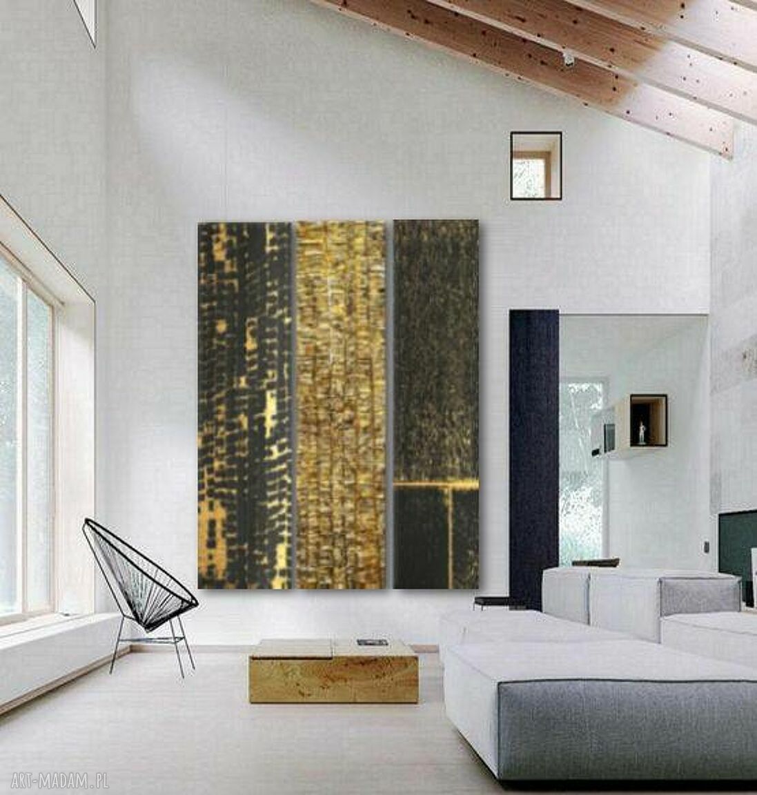 DELUXE TRYPTYCH - wielkoformatowy obraz na płótnie abstrakcyjny art&texture