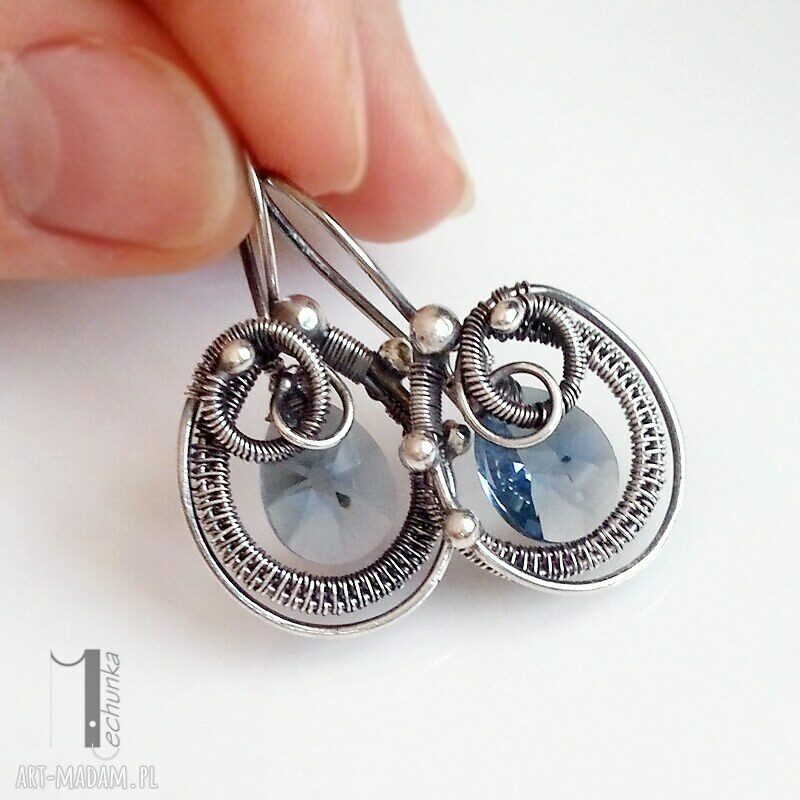 kolczyki: Denim blue kolczyki z kryształami Swarovski Ręcznie wykonane