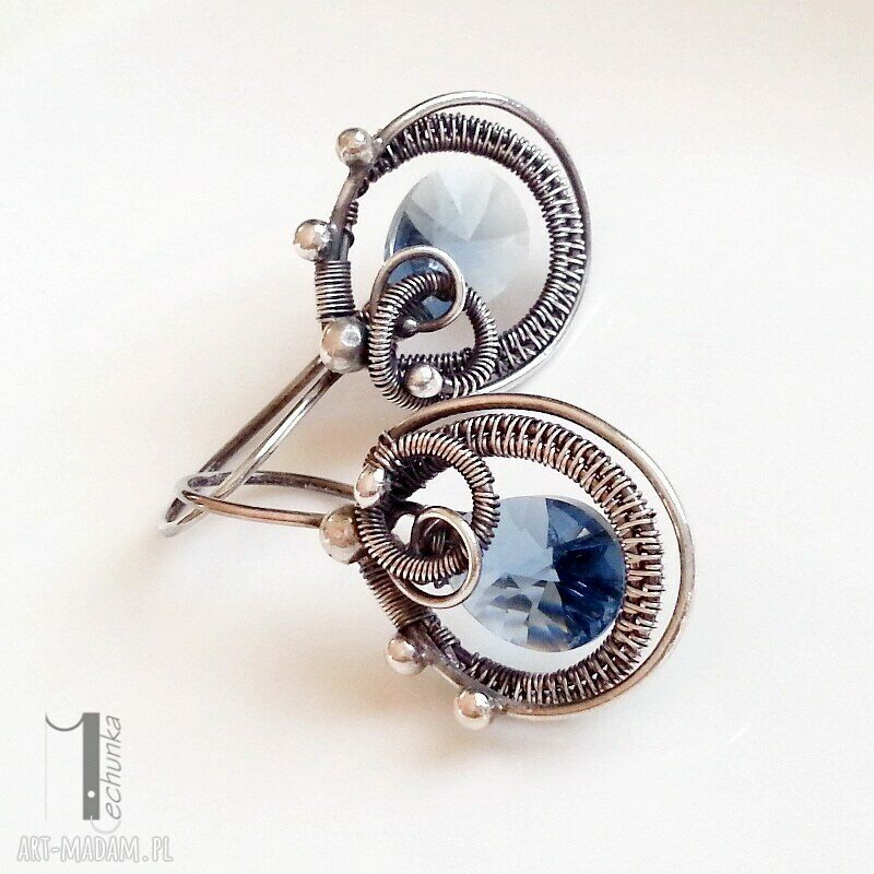 kolczyki: Denim blue kolczyki z kryształami Swarovski Ręcznie wykonane