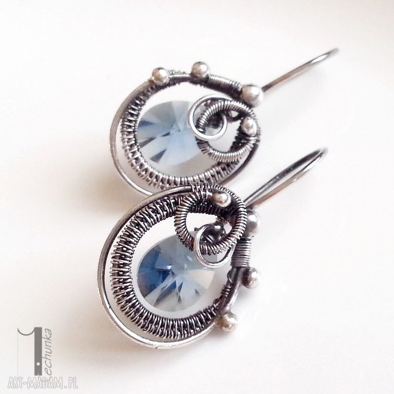 kolczyki: Denim blue kolczyki z kryształami Swarovski Ręcznie wykonane