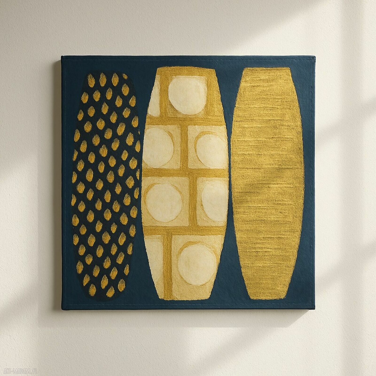 Designerski obraz ręcznie malowany ZARRI 80x80 cm - złota struktura na płótnie