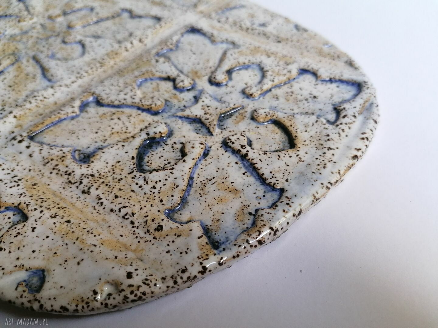 Deska ceramiczna "greckie wakacje" - ręcznie robiona z gliny szamotowej (ok. 30x20 cm)
