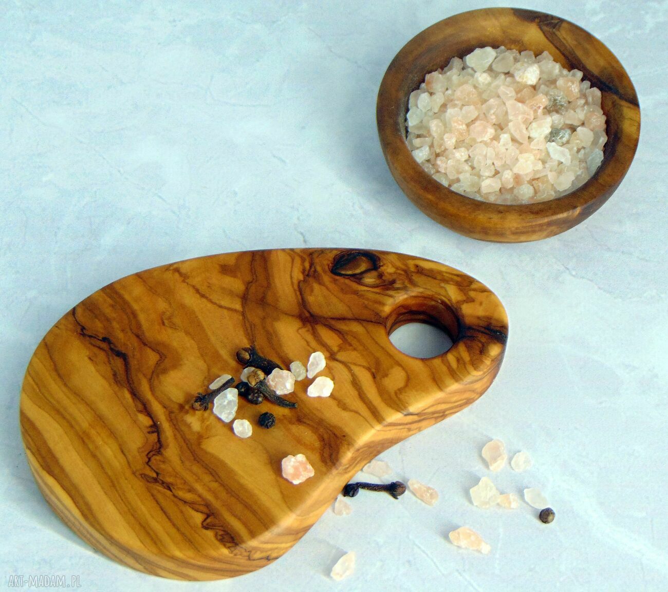 Deska do krojenia z drewna oliwnego 15 cm - rustykalna i ręcznie robiona