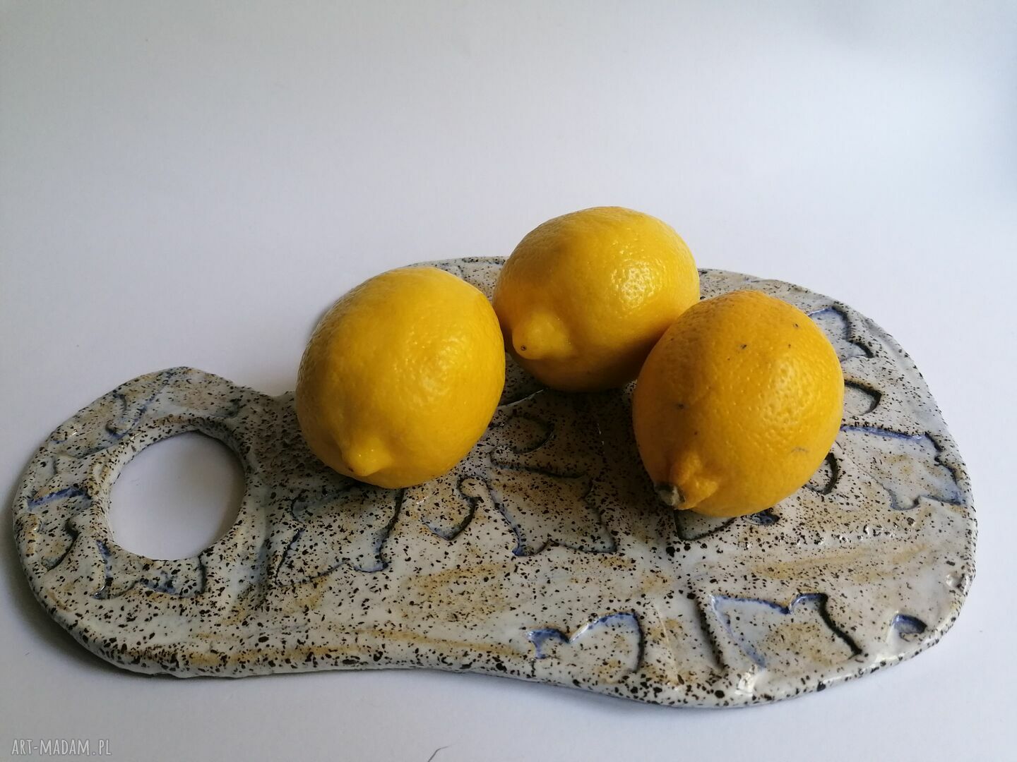 Deska ceramiczna "greckie wakacje" - ręcznie robiona z gliny szamotowej (ok. 30x20 cm)