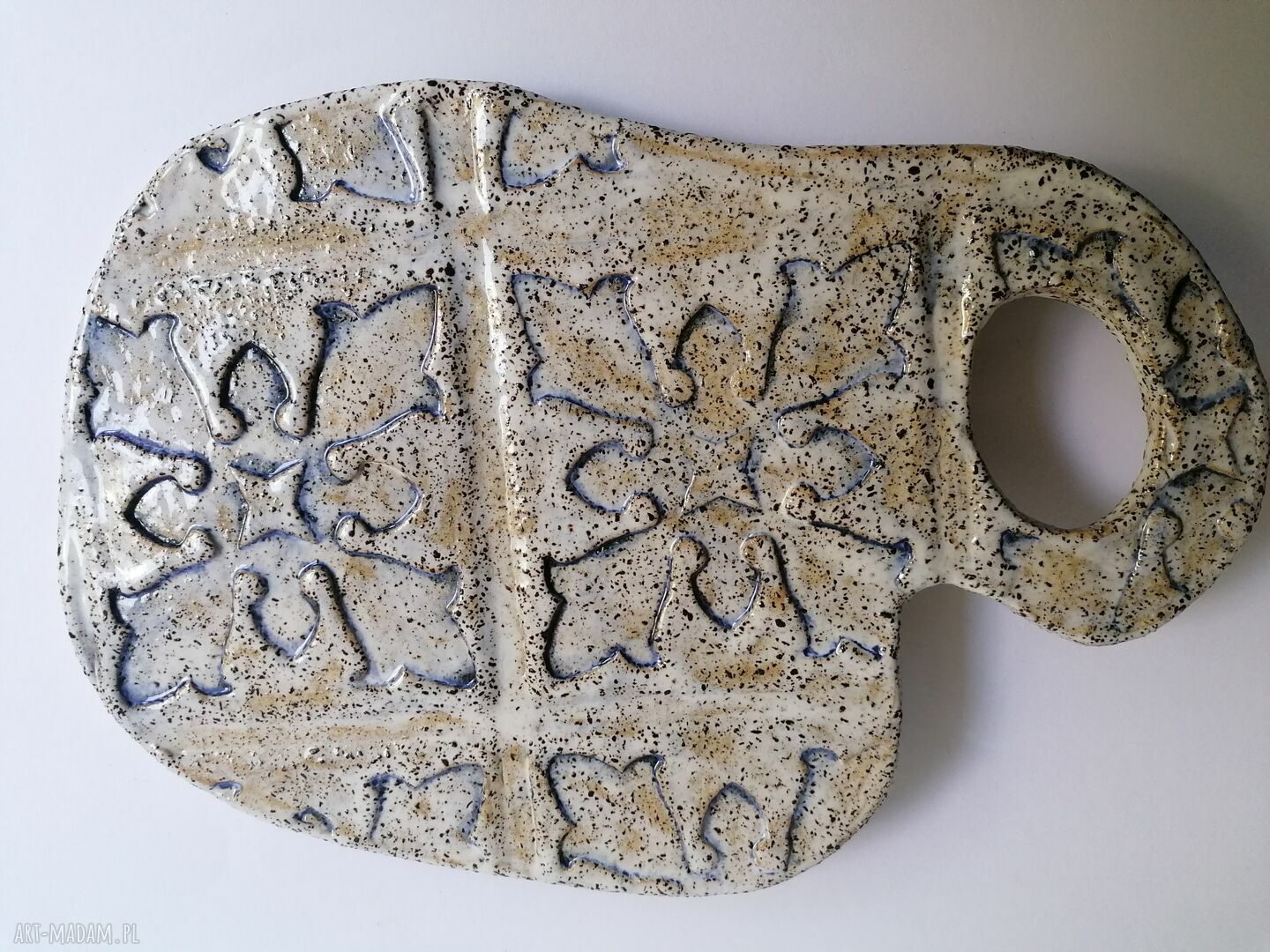 Deska ceramiczna "greckie wakacje" - ręcznie robiona z gliny szamotowej (ok. 30x20 cm)