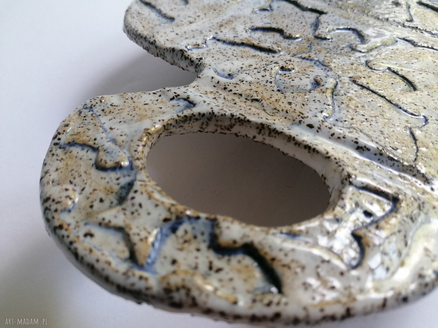 Deska ceramiczna "greckie wakacje" - ręcznie robiona z gliny szamotowej (ok. 30x20 cm)