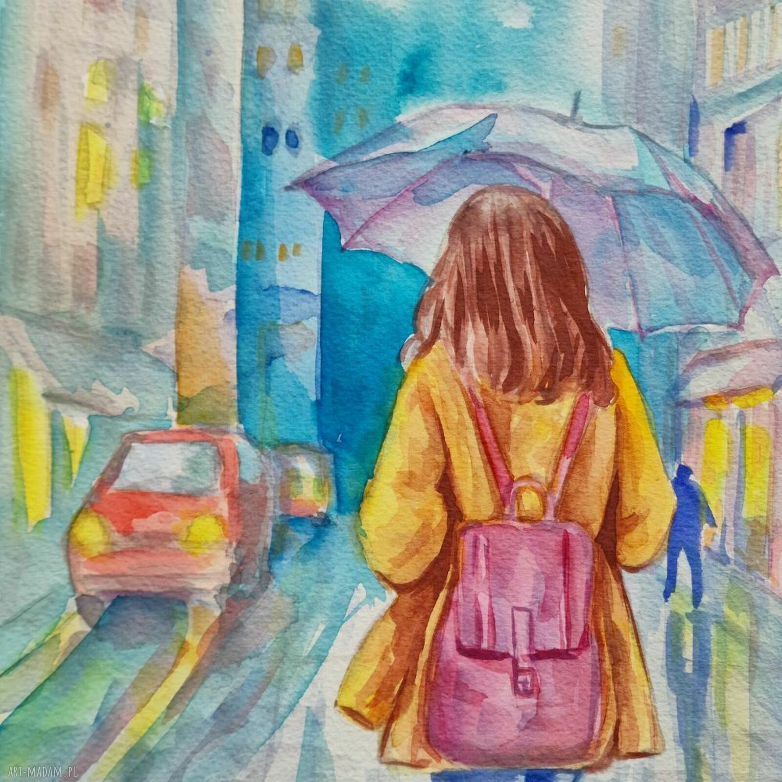 Oryginalna akwarela „Deszczowe popołudnie” 21x29,7 cm