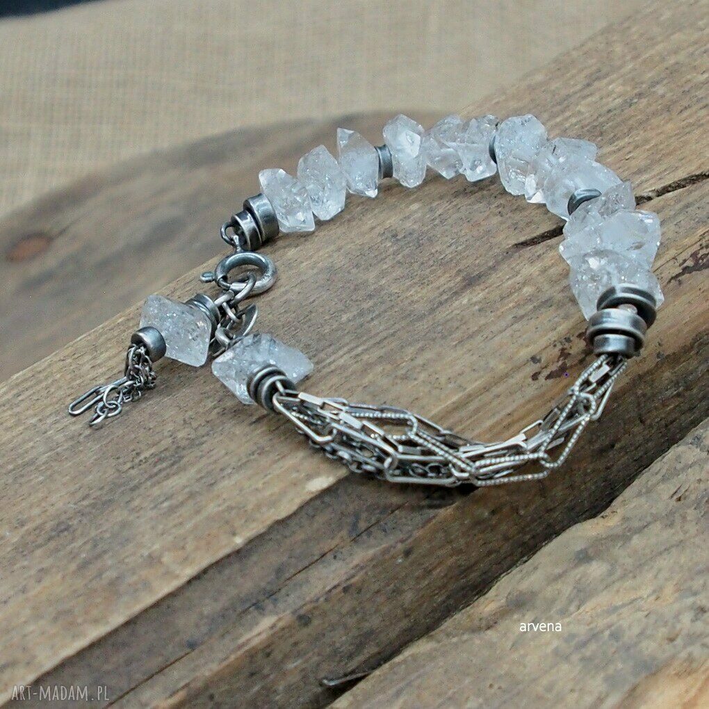 Diament Herkimer - bransoletka 07 - srebro oksydowane 925