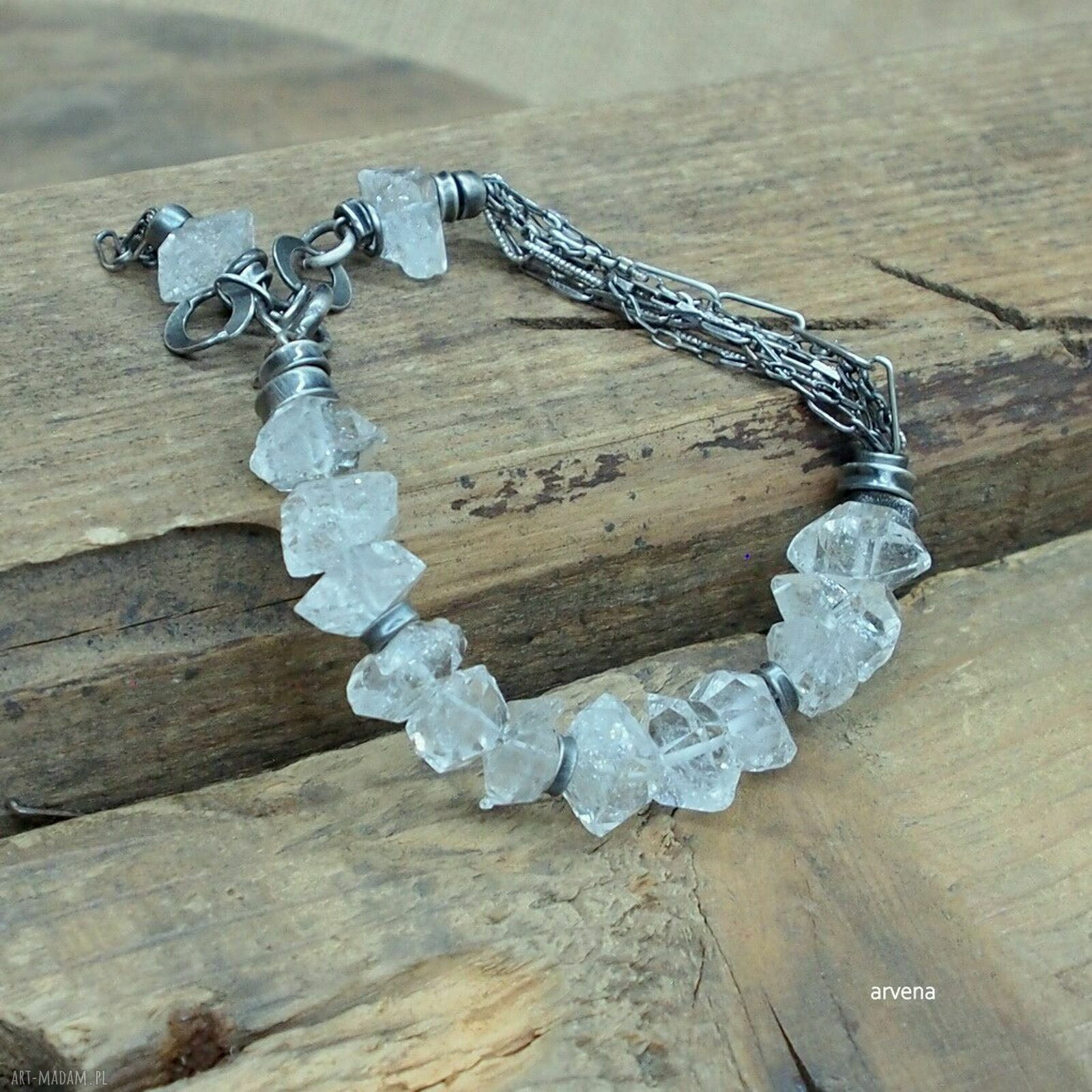 Diament Herkimer - bransoletka 07 - srebro oksydowane 925