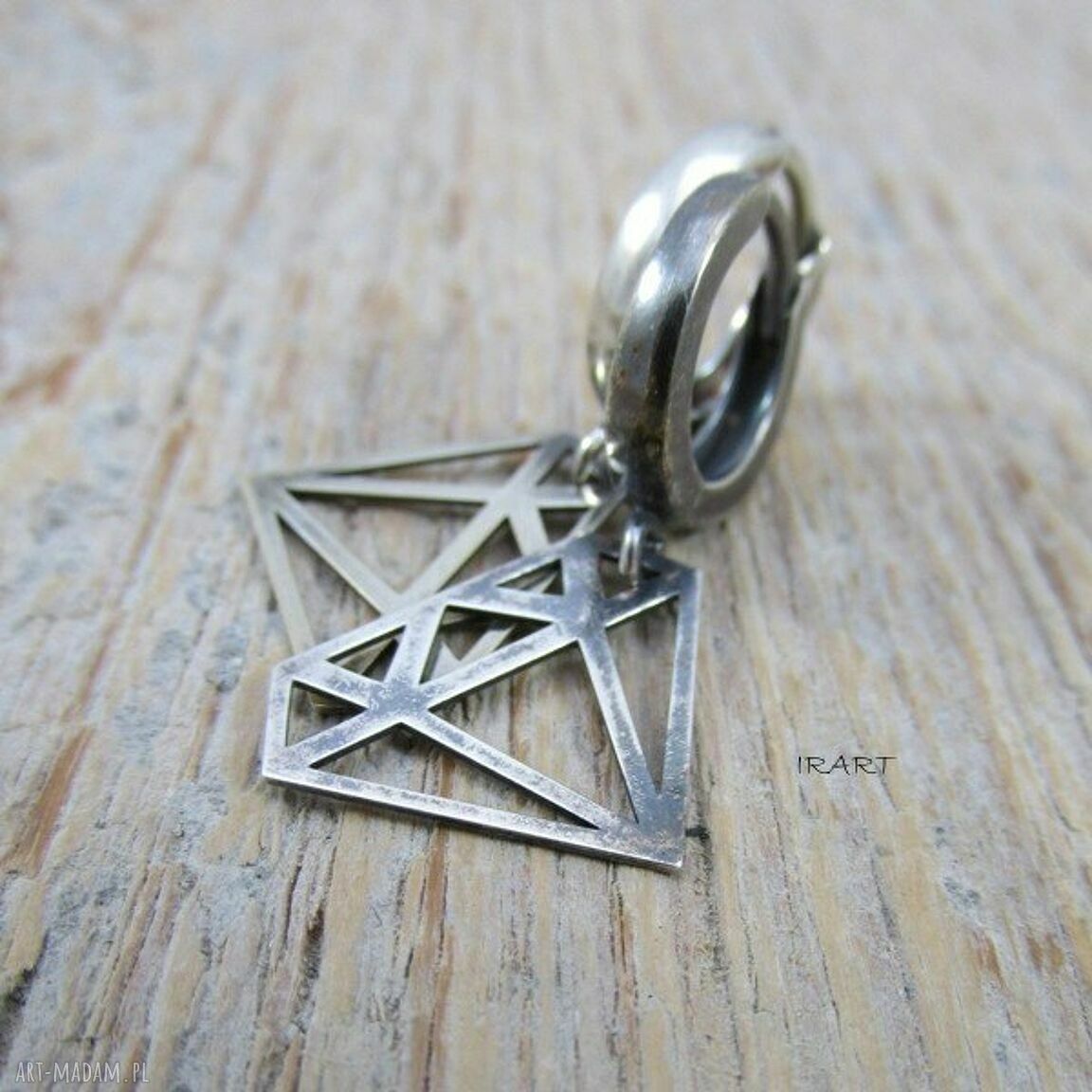 Diament - kolczyki z oksydowanego srebra 925 (handmade)