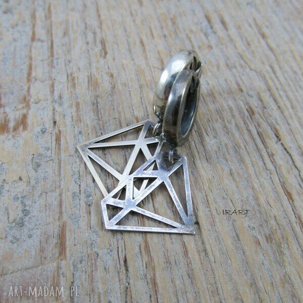 Diament - kolczyki z oksydowanego srebra 925 (handmade)