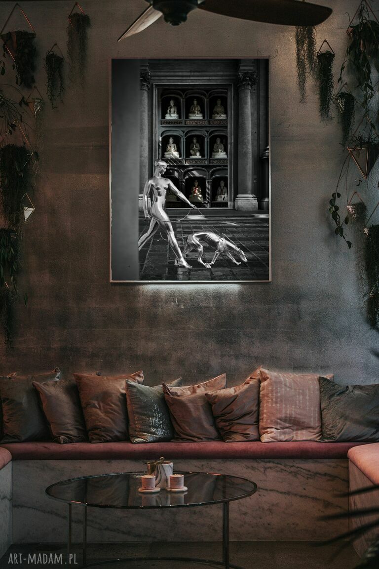 Futurystyczna Diana - abstrakcyjna grafika z elementami rzeźby 50x70 cm