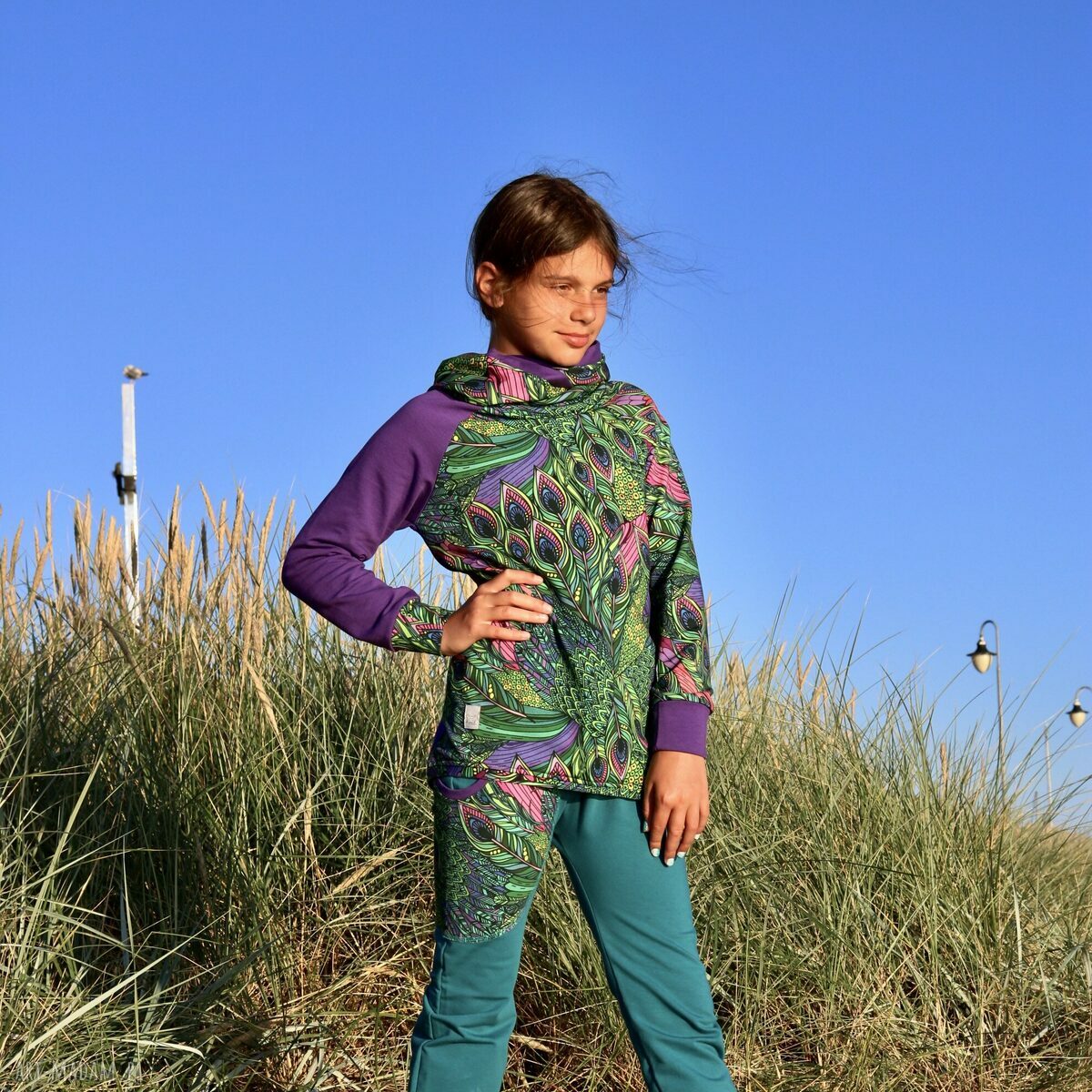 Bluza dla dziewczynki 146 -158 cm - Pawie Pióra