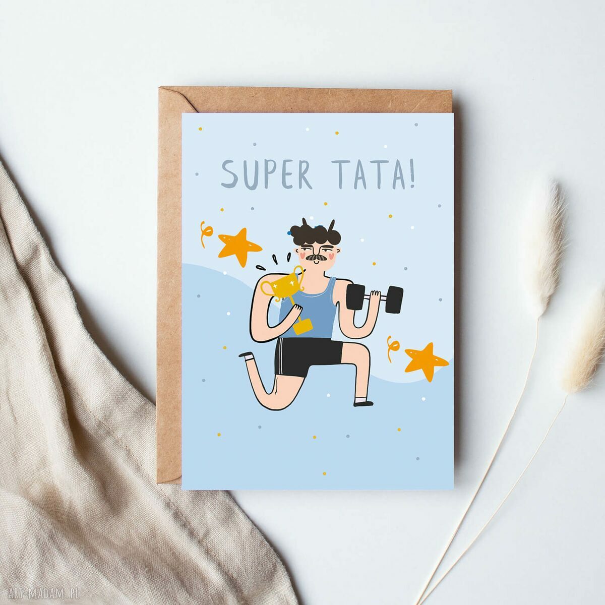 Kartka dla Taty „Super Tata” - koperta na Dzień Ojca (A6)
