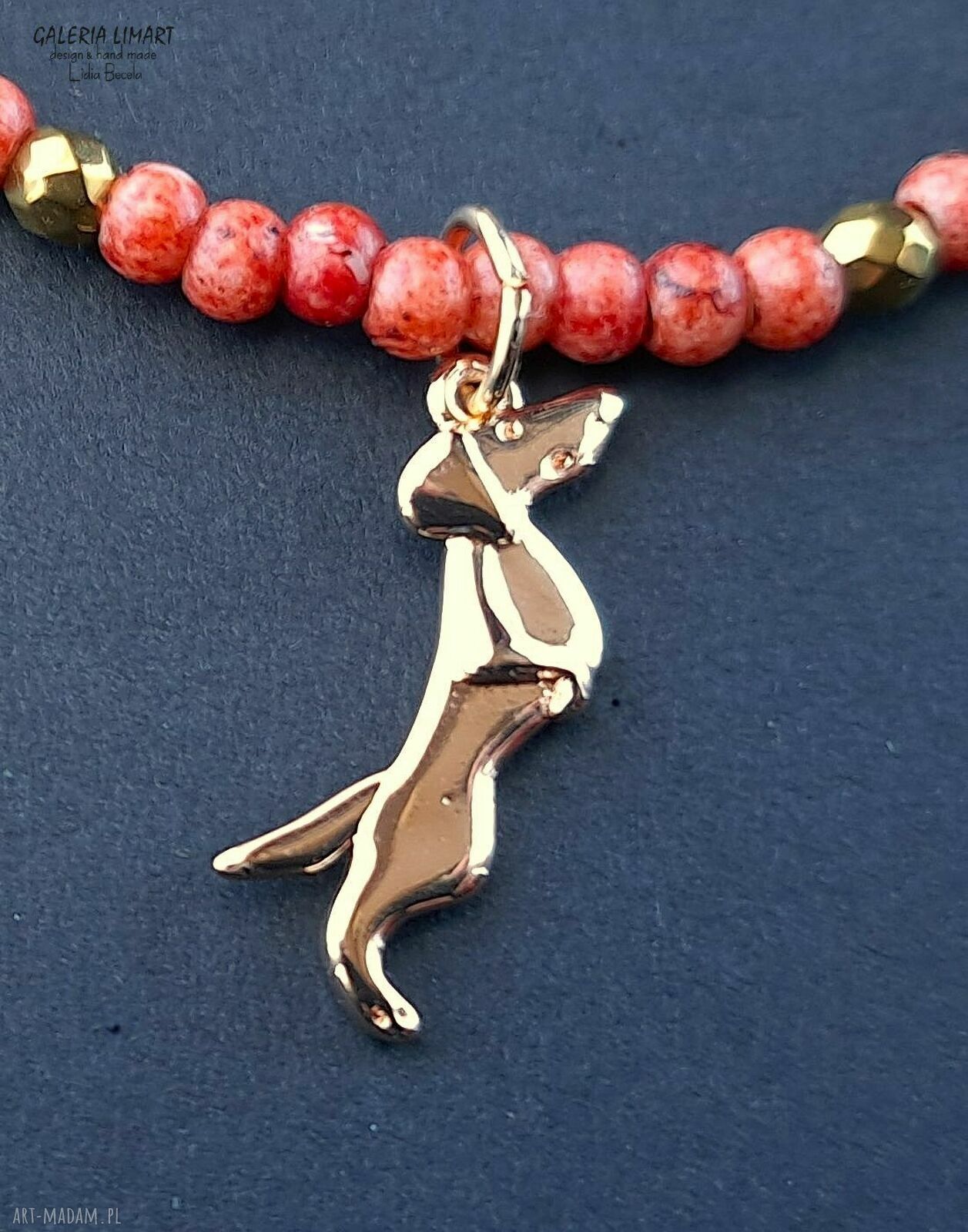 Komplet dla miłośniczki jamników: wisiorek i bransoletka handmade