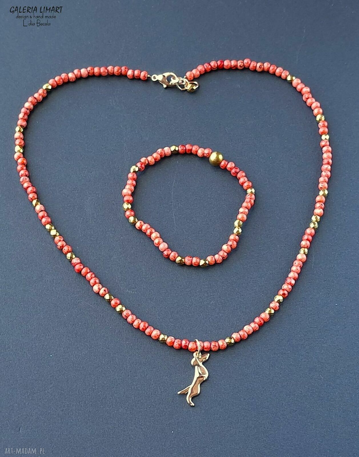 Komplet dla miłośniczki jamników: wisiorek i bransoletka handmade